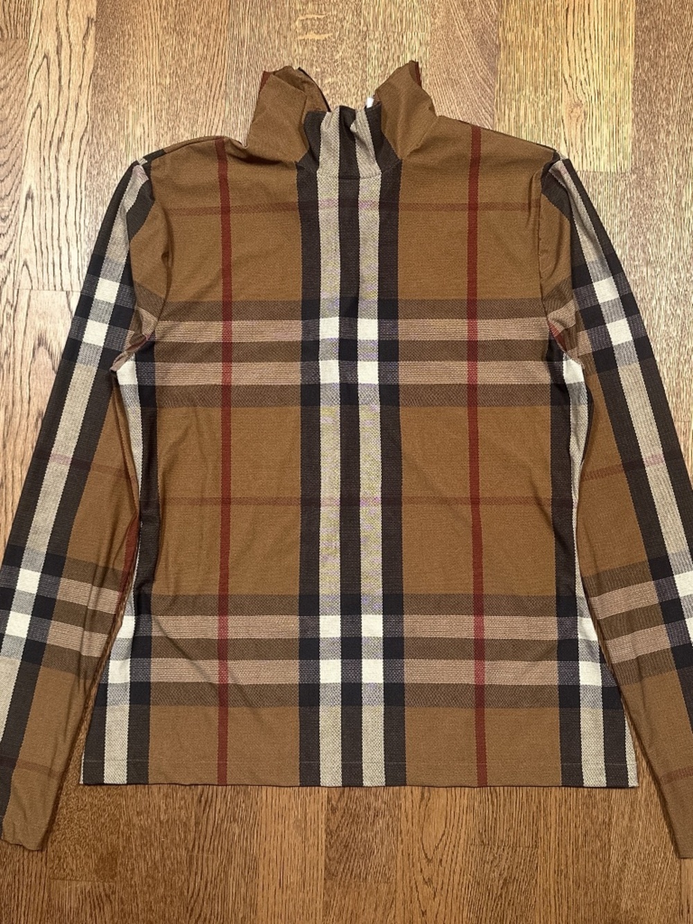 Burberry Emery Polyamide Stretch Nova Check Plaid L/S Shirt Womens Large